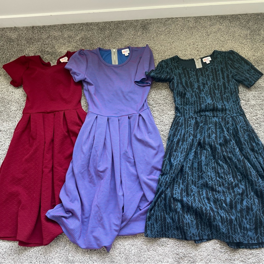 Bundle of 3 Lularoe Amelia Dresses (XS and S)